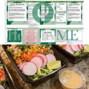 A meal plan and a salad in plastic containers.